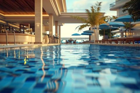 Vista de la piscina de un hotel